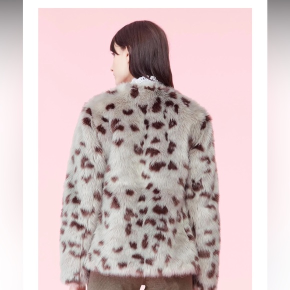 Rebecca Taylor La Vie Snow Fox Faux Fur Coat in Dusty Sage - XL- NWT - Picture 2 of 8